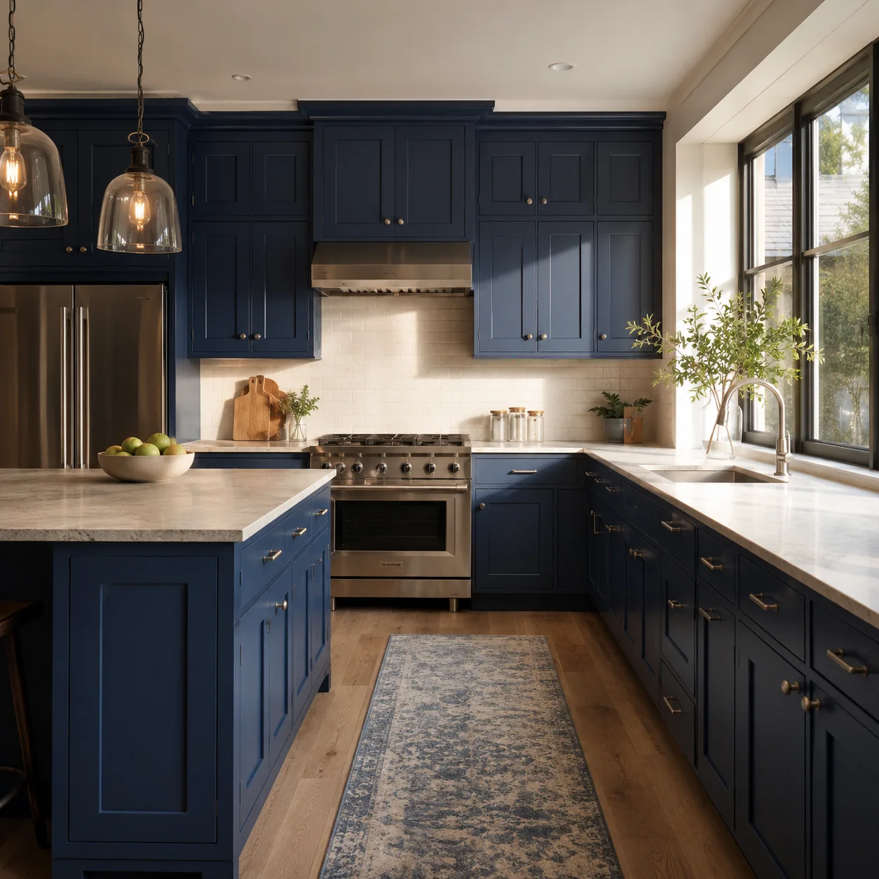 Kitchen scene in the Blue Shaker finish