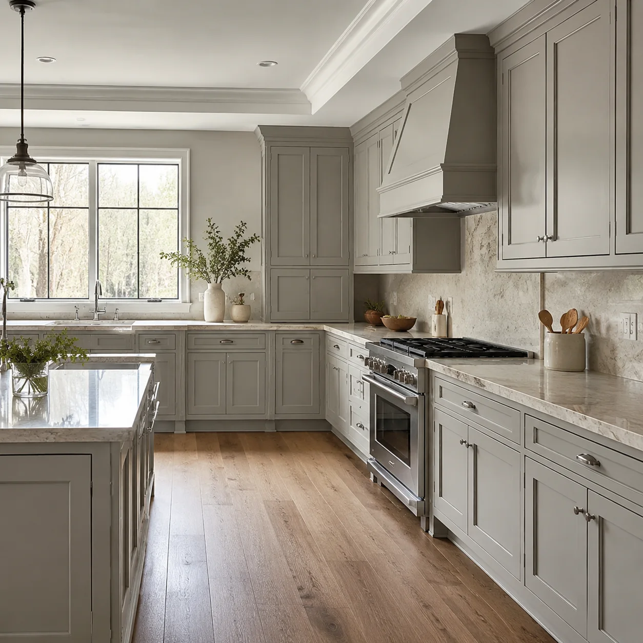 Kitchen scene in the Dove Grey finish