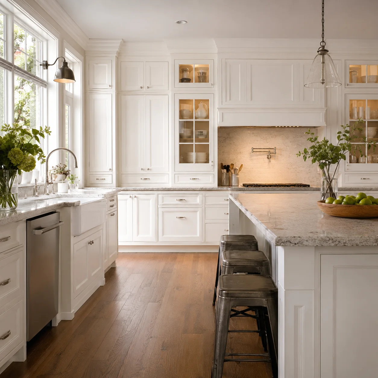 Kitchen scene in the Glacier White finish