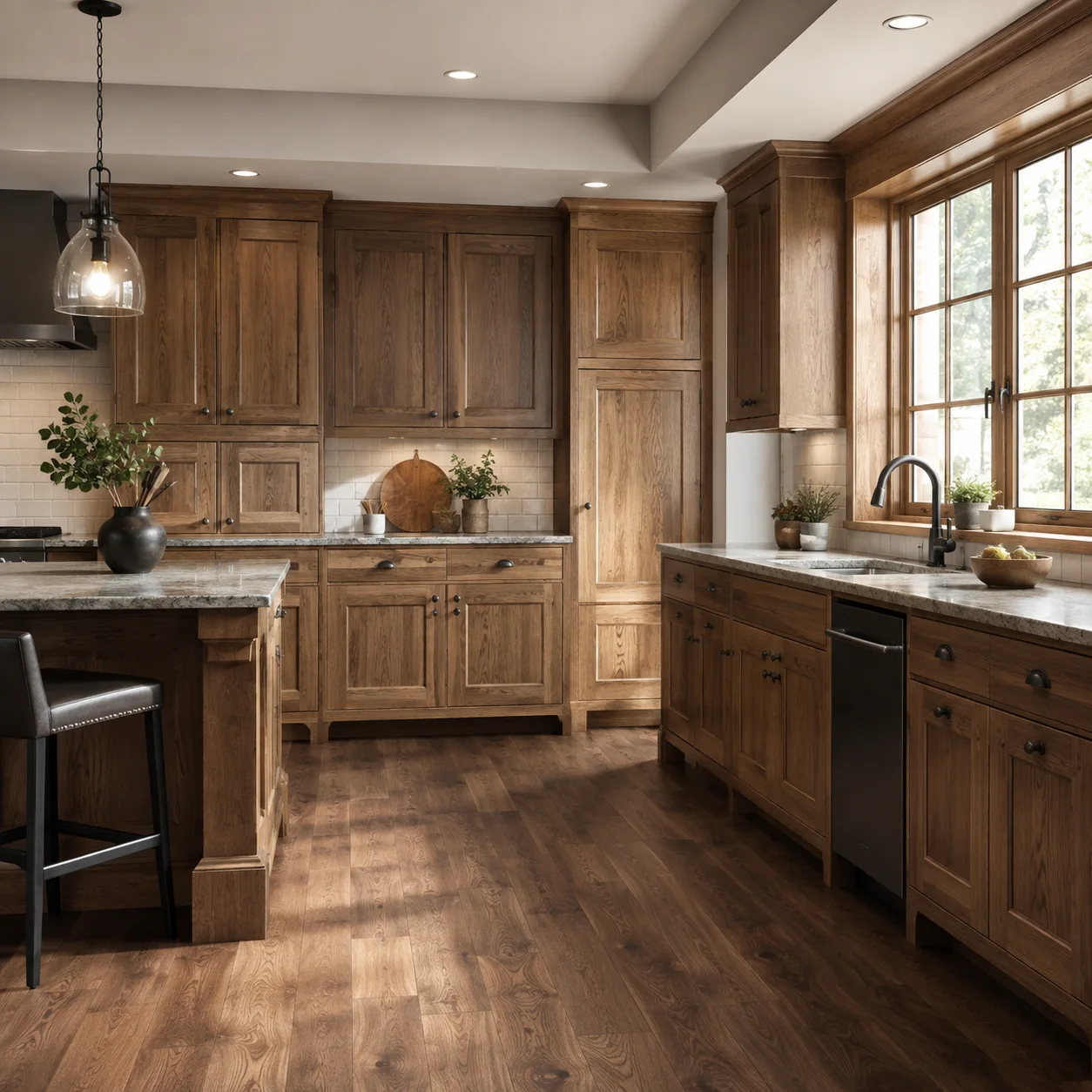 Kitchen scene in the Heritage Oak finish