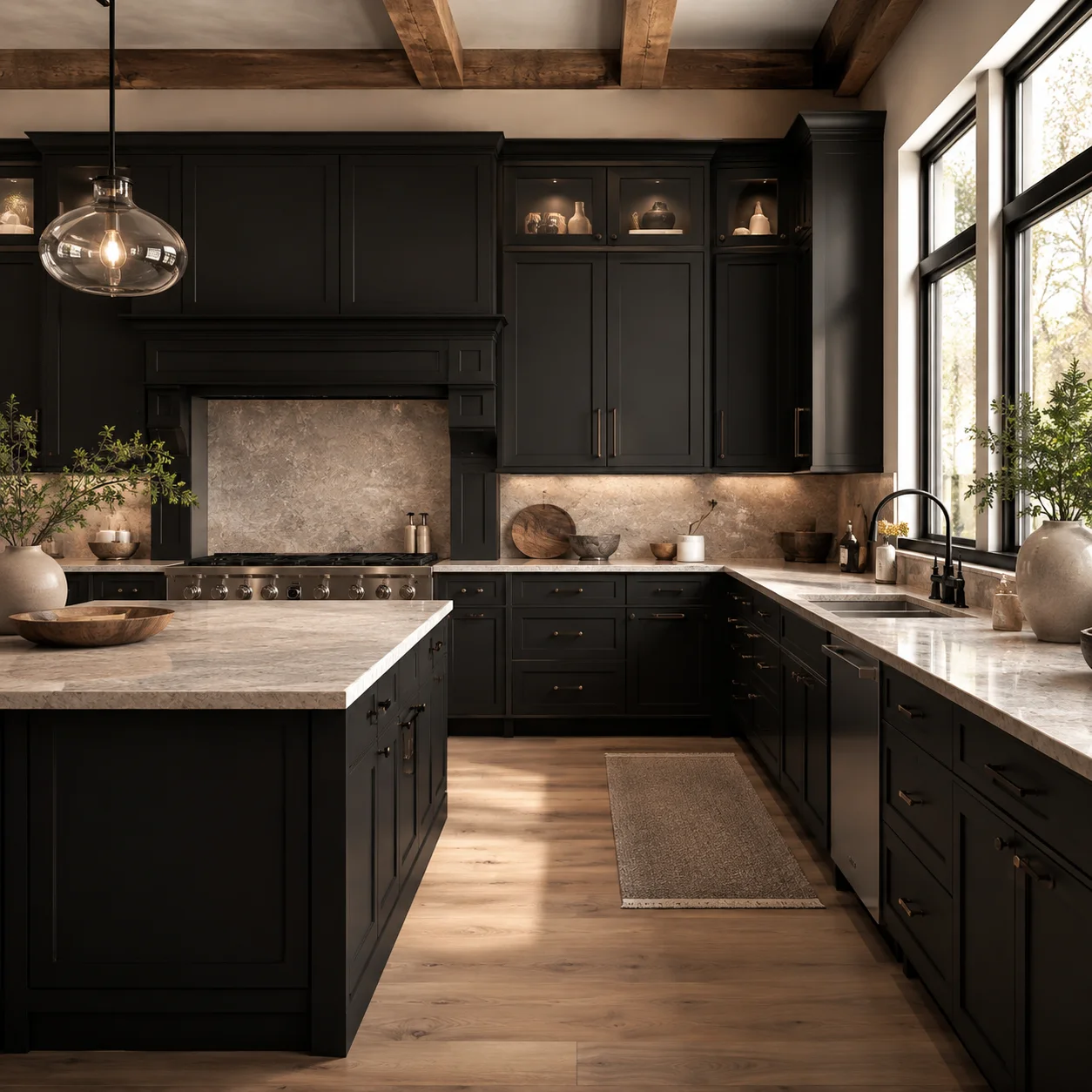 Kitchen scene in the Matte Black Shaker finish