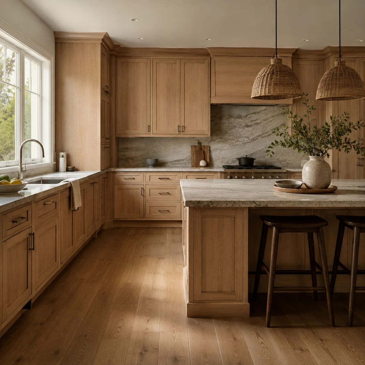 Kitchen scene in the Natural Birch finish