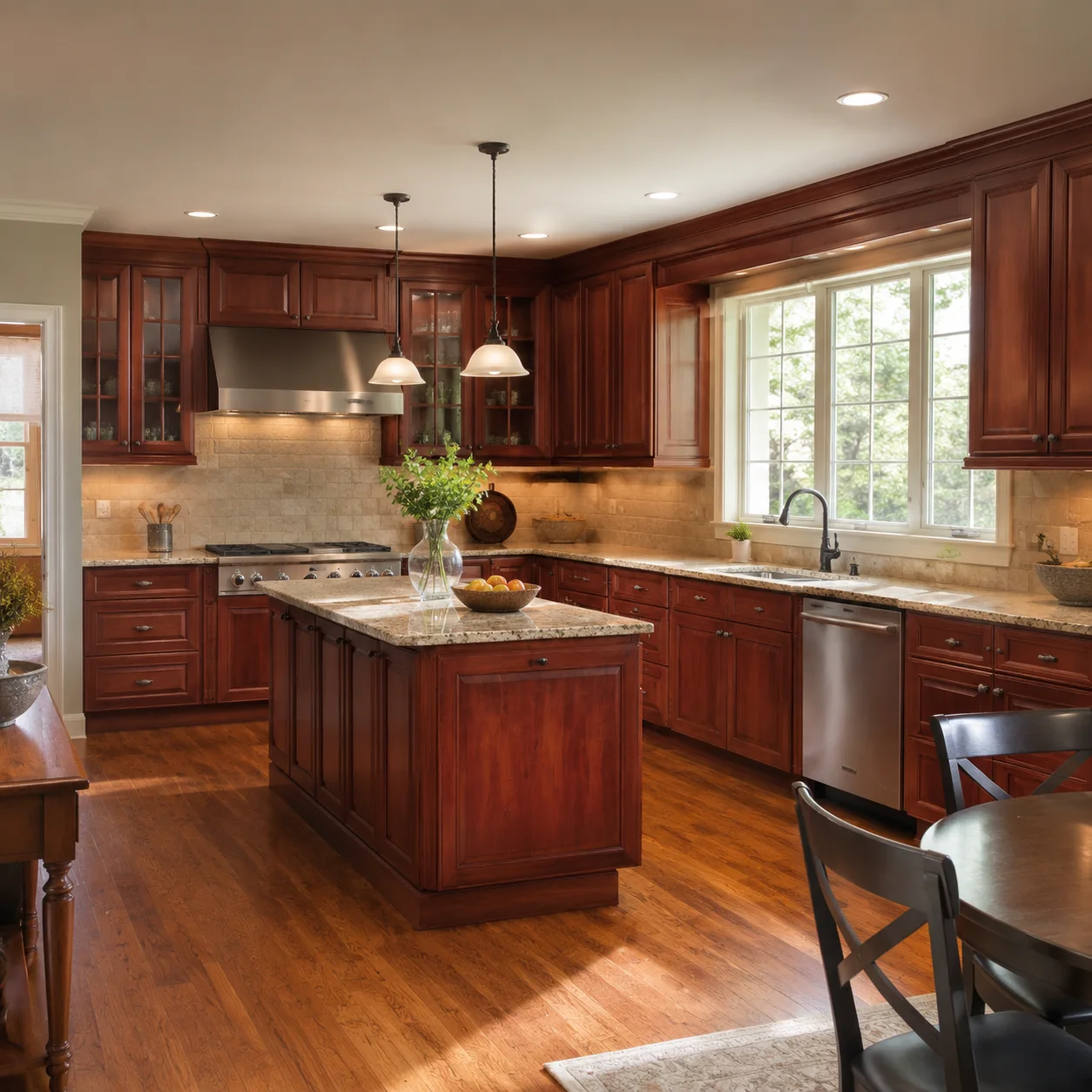 Kitchen scene in the Red Cherry finish